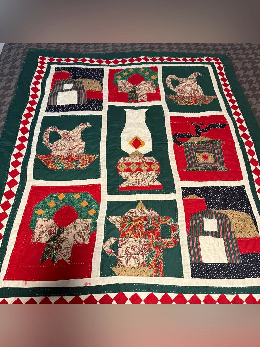 Vintage Christmas HANDMADE Quilt Sampler Christmascore Cabin Cottage farmhouse